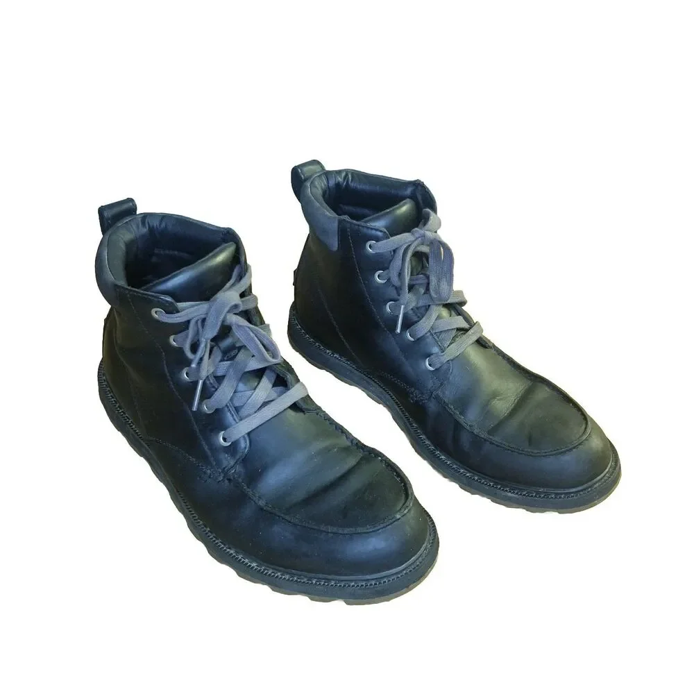 Sorel Madson Boots Men's Size 11 Black Leather Moc Toe 5 Eyelet Work NM2346-010